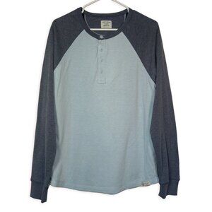 Lucky Brand Men's Vintage Raglan Henley Shirt Size M Blue Classic Sporty